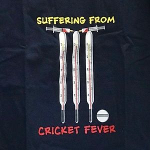 NWOT Graphic Tee T-Shirt Mens Cricket Fever Sports Blue Cotton Gildan India